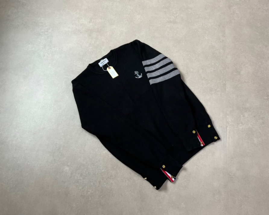 톰브라운 THOM BROWNE NEW YORK  ANCHOR 사선완장 니트