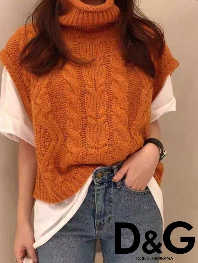 돌체앤가바나 짜임 터틀넥 니트 베스트