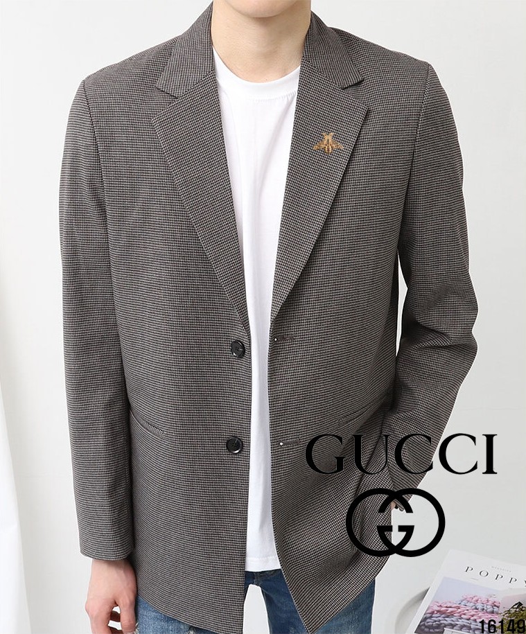 구찌 스몰체크 투버튼 자켓