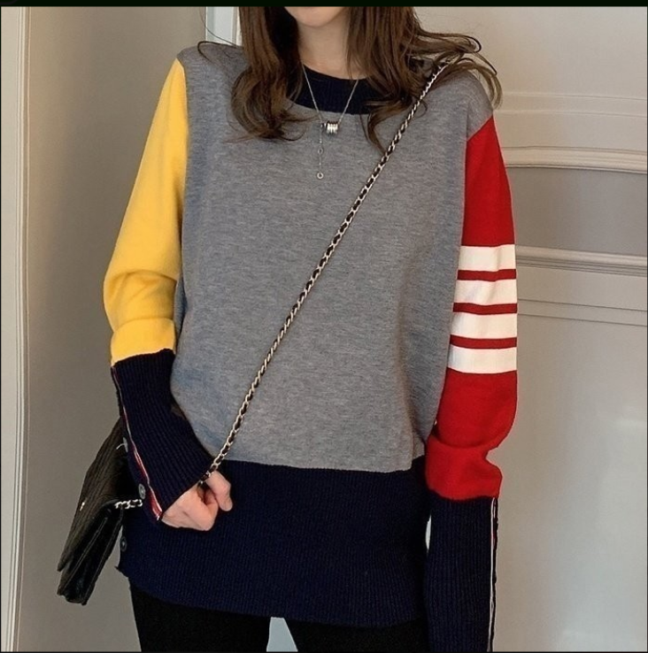 톰브라운 칼라풀 라운드 니트