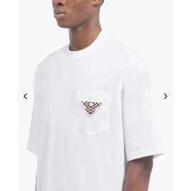 22ss 프라다 시그니처 로고 자수패턴 반팔 티셔츠 2종 0306