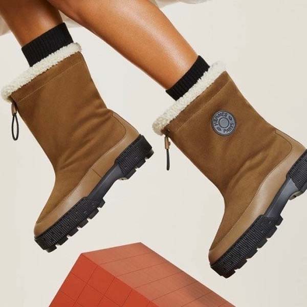 에르메스 쟈니 시어링 퍼 스웨이드 앵글부츠