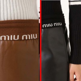 미우미우 로고 수입 허리밴드 와이드 레더 팬츠 2종