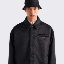 프라다 로고 리나일론 플레이트 패딩 셔츠 점퍼