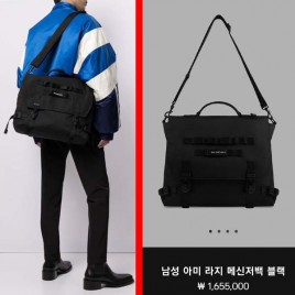 24년 발렌시아가 로고 아미 라지 메신저백 블랙