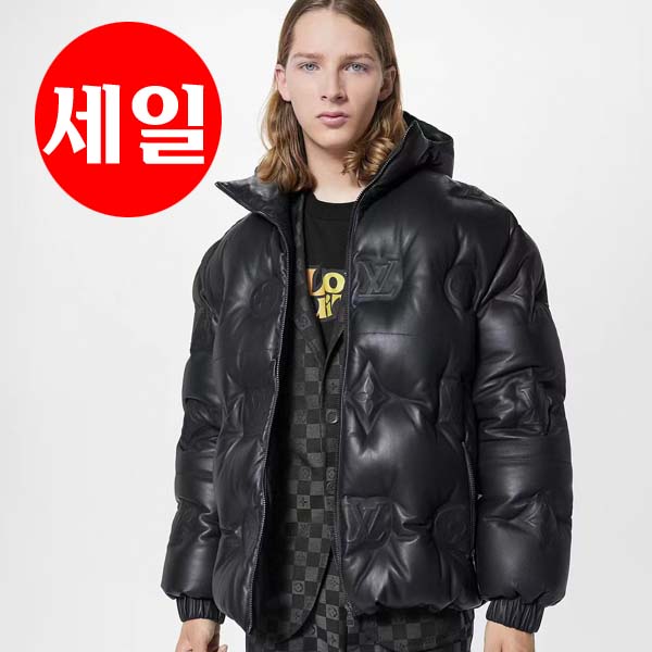 루이비통 로고 레더 다운점퍼