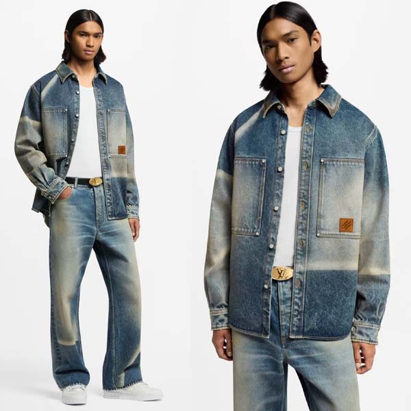 25년 루이비통 선페이디드 이펙트 데님 롱 슬리브드 셔츠 0203