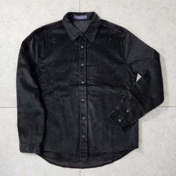 루이비통 로고 블랙 코듀로이 셔츠