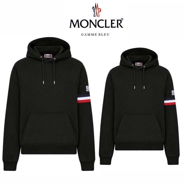 몽클레어 감마블루 삼선띠 후드 맨투맨