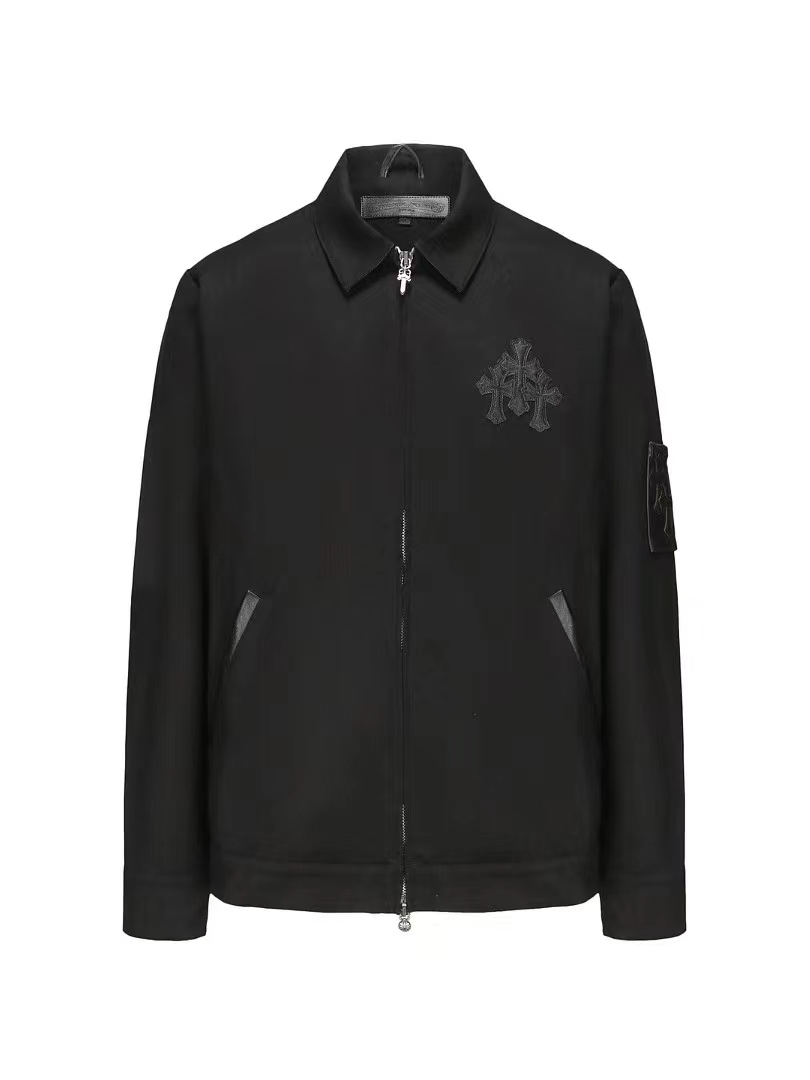 25년 크롬하츠 로고 가죽 로고 블랙 재킷