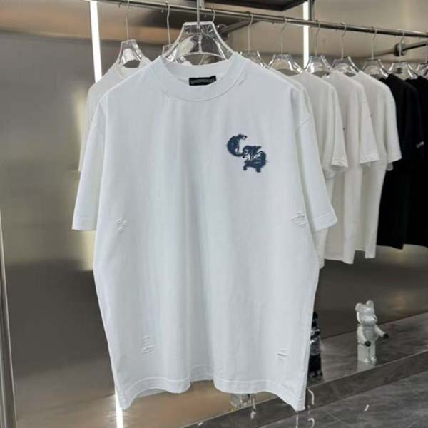 크롬하츠 빈티지 말발굽 데님 패치 아플리케 라운드 티셔츠 2종