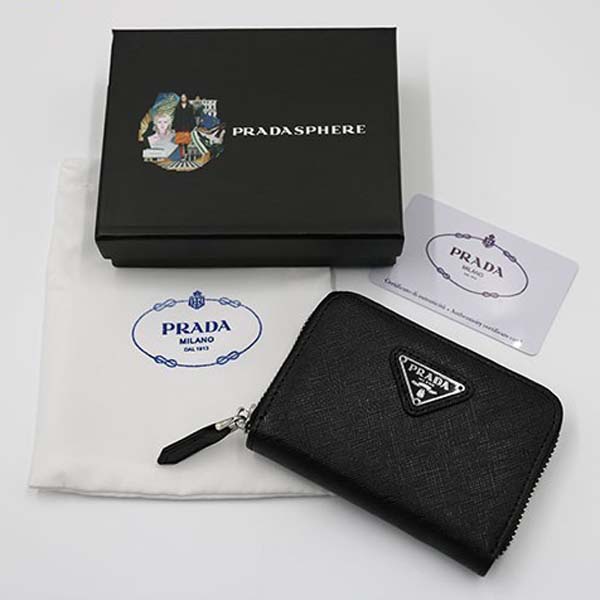프라다 사피아노 삼각로고 레더 동전지갑
