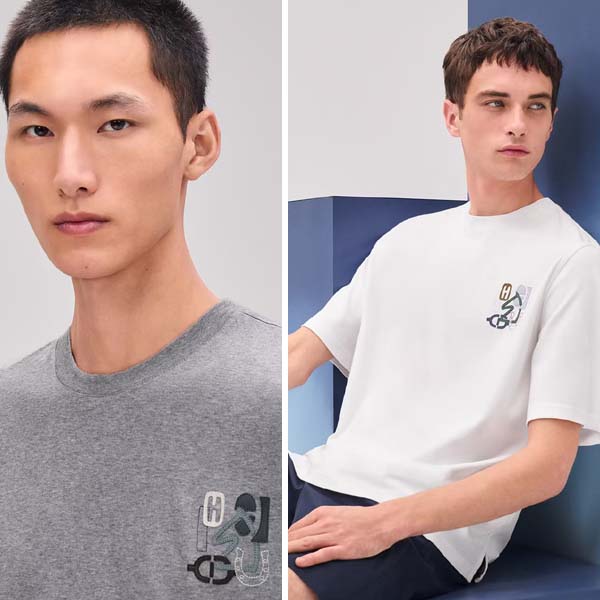 25년 에르메스 Metallerie Aucarre 로고 라운드 반팔티셔츠 3종 0523