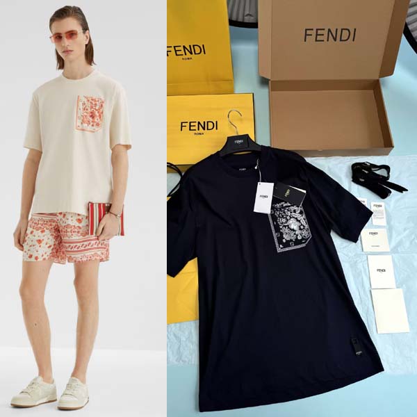 25년 펜디 플라워 프린트 로고 반팔 티셔츠 2종 0610
