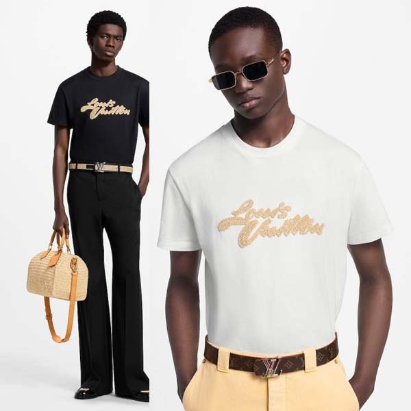 25년 루이비통 엠브로이더드 라피아 로고 반팔 티셔츠 2종