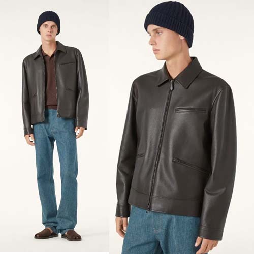 25년 로로피아나 수입 레더 블랙 재킷 0813