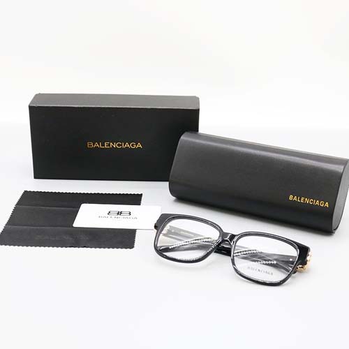 발렌시아가 로고 템플 스퀘어 프레임 안경