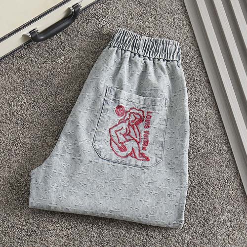 루이비통 모노그램 로고 워싱데님 숏팬츠