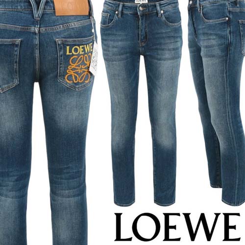 로에베 옐로우 아나그램 워싱 슬림 일자진