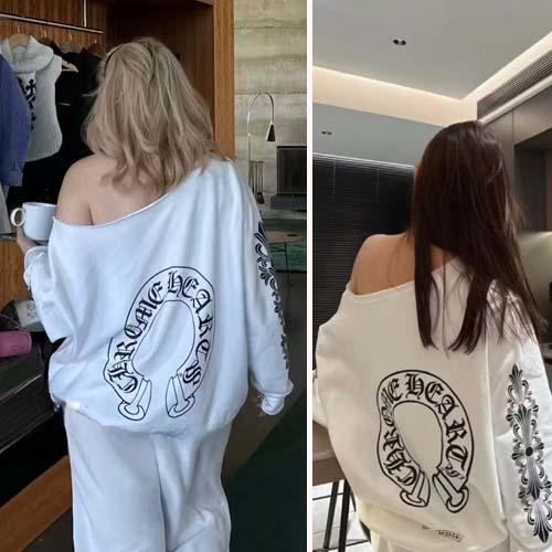 25년 크롬하츠 로고 라운드 오퍼핏 여성 긴팔 티셔츠 0911