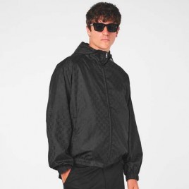 구찌 GG 모노그램 후드 윈드브레이커 블랙