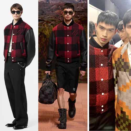 25년 루이비통 다미에 Varsity 레더 레이어드 블루종 1106