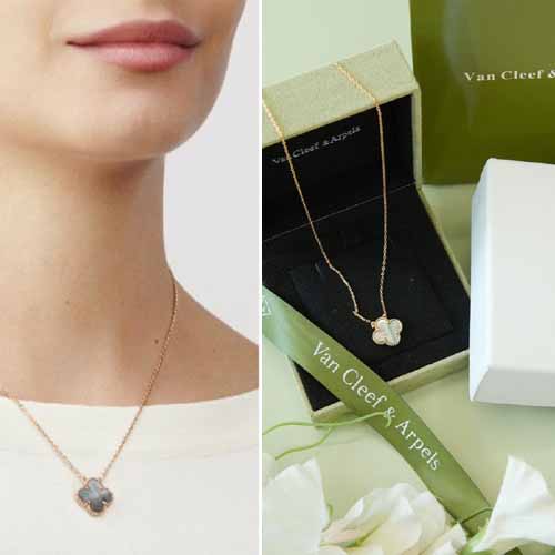 반클리프 & 에펠 빈티지 알함브라 펜던트 핑크 골드 목걸이