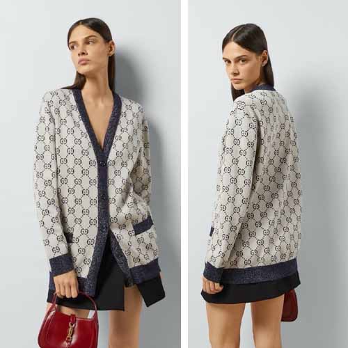 구찌 GC 여성용 V넥 울 스웨터 카디건
