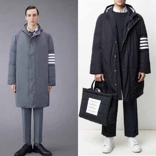 톰브라운 폴리 트윌 다운필 후디 사선 롱패딩 2종