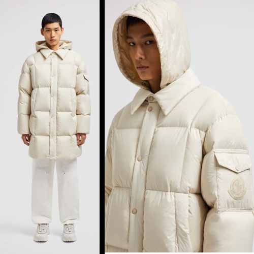 몽클레르 알리제 후드 롱 다운 아이보리 재킷