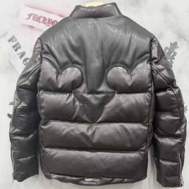 크롬하츠 레더 구스다운 블랙 패딩 1204