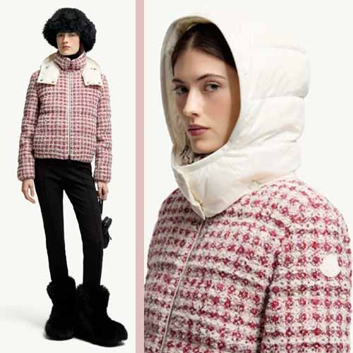 몽클레르 안드론 트위드 후드 숏 다운 재킷