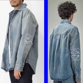 25년 로에베 자수 로고 아나그램 데님 오버셔츠 재킷 1214