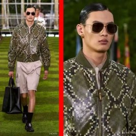 25년 루이비통 컬렉션 스네이크 무늬 레더 재킷