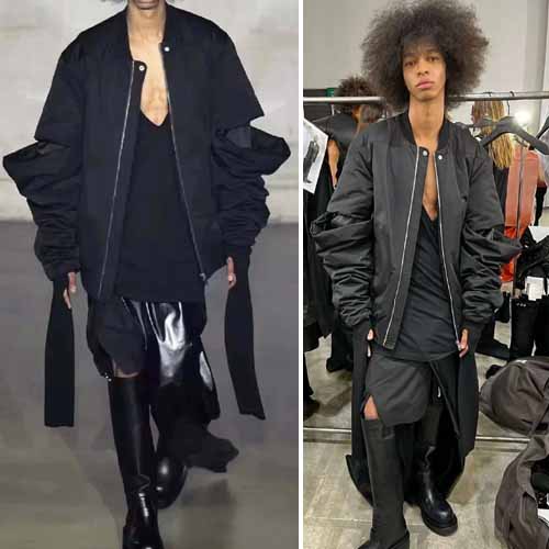 릭오웬스 봄버 재킷 With 엑스트라 롱 건틀렛 슬리브 블랙