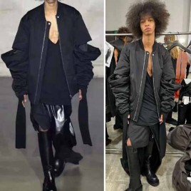 릭오웬스 봄버 재킷 With 엑스트라 롱 건틀렛 슬리브 블랙