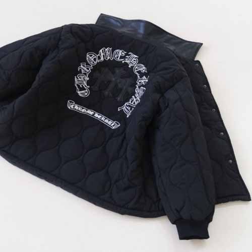 크롬하츠 로고 퀄팅 면 블랙 커플 점퍼