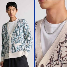 디올 오블리크 베이지 브라운 울 자카드 카디건 2종