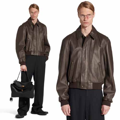 25FW 발렌시아가 택시 레더 다크 브라운 재킷 1224