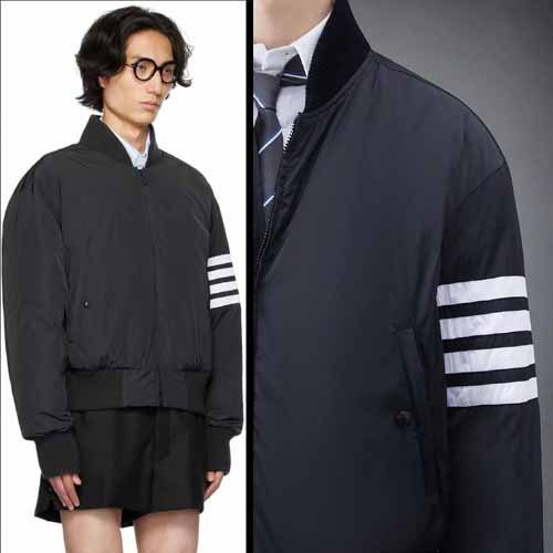 톰브라운 4선 봄버 다운 재킷 Mit Streifen 1229