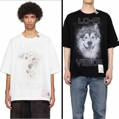 미하라야스히로 Dog 그래픽 프린트 크루넥 반팔 워싱 티셔츠 2종 0102