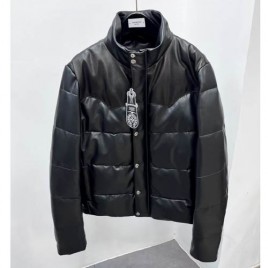 크롬하츠 레더 다운 블랙 점퍼