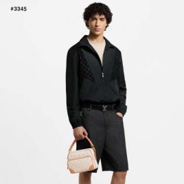 루이비통 레더 트랙탑 블랙재킷