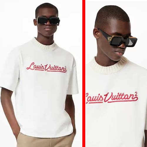 루이비통 x 니고 자수 모크넥 반팔 니트 0129