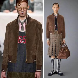 톰브라운 백로고 스웨이드 니트 립 블루종 재킷 0217