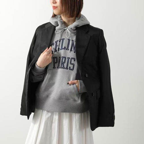 셀린느 로고 루즈 후디 코튼 그레이 플리스 0224