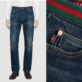 구찌 삼선밴드 데님 청바지