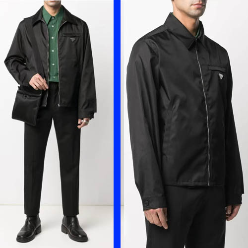 프라다 리나일론 집업 개버딘 블루종 블랙 0323