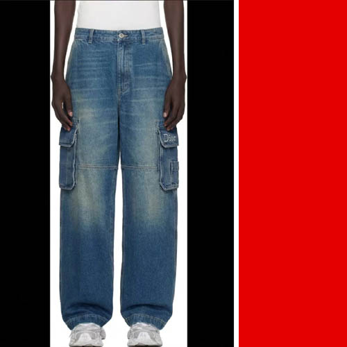 26ss 디올 로고 블루 코튼 Twill 카고데님 0413