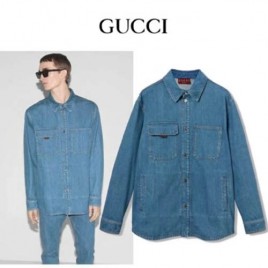 26ss 구찌 레이저 더블 G 데님 블루 재킷 0417